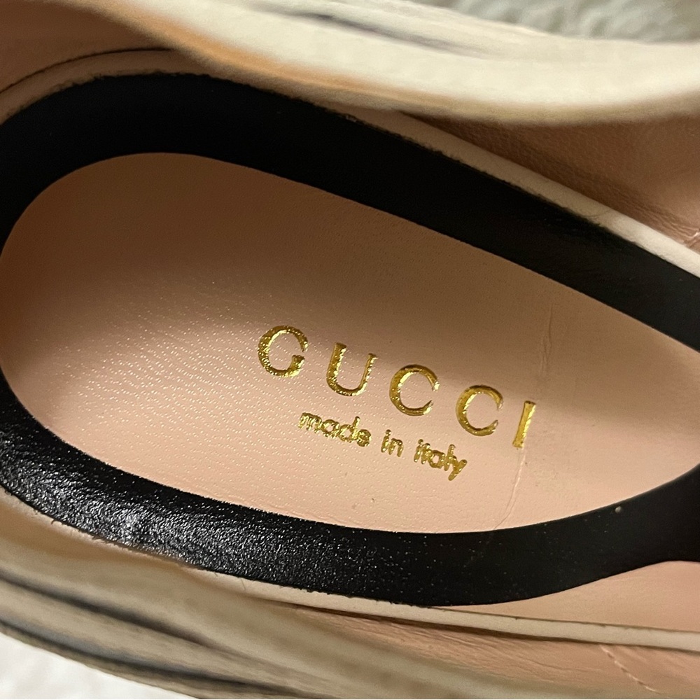 GUCCI Lesley Malaga Pump Heel Zebra Black White Leather Mary Jane Size 37 - Picture 3 of 11